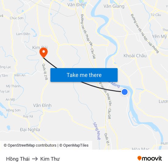 Hồng Thái to Kim Thư map