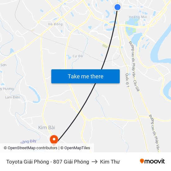 Toyota Giải Phóng - 807 Giải Phóng to Kim Thư map