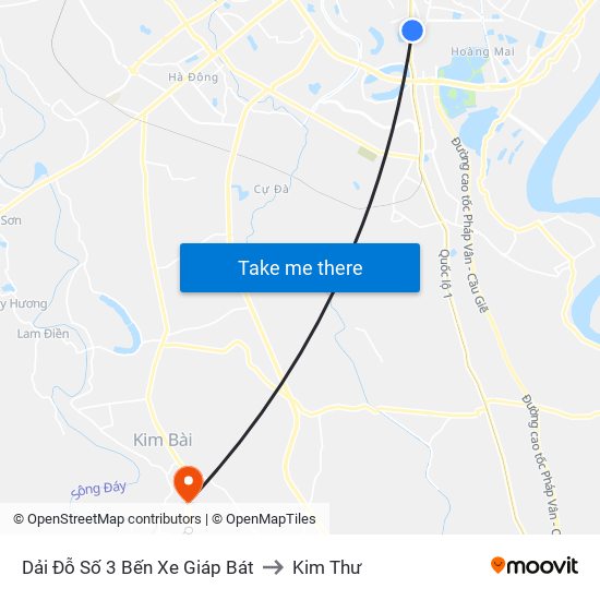 Dải Đỗ Số 3 Bến Xe Giáp Bát to Kim Thư map