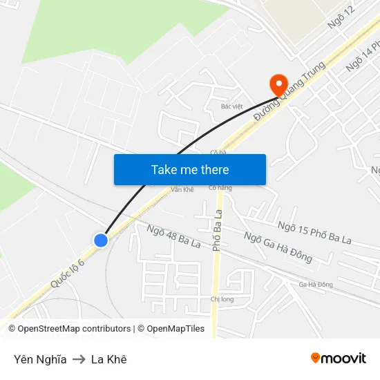 Yên Nghĩa to La Khê map