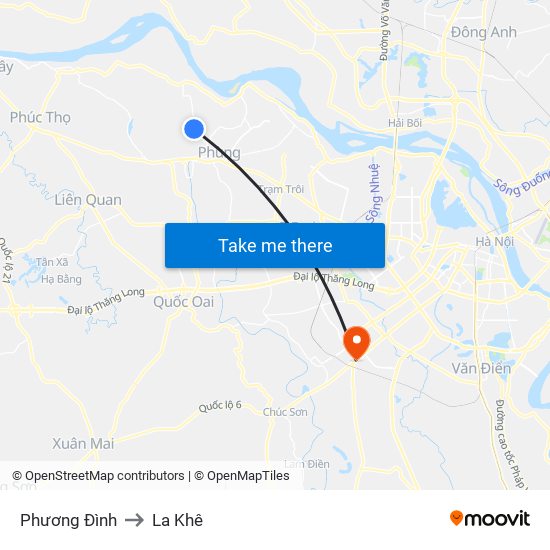 Phương Đình to La Khê map