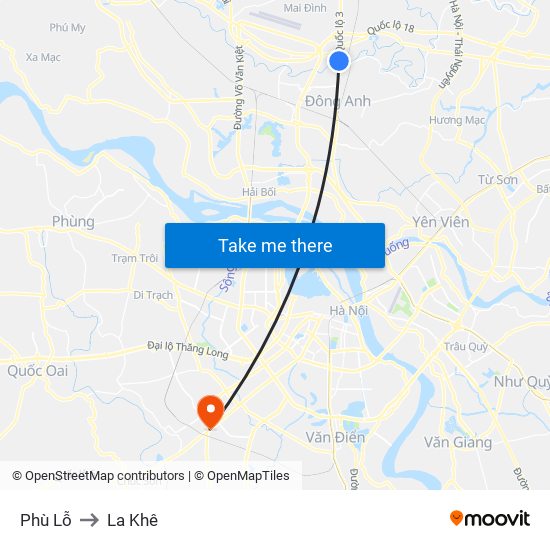 Phù Lỗ to La Khê map