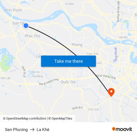 Sen Phương to La Khê map