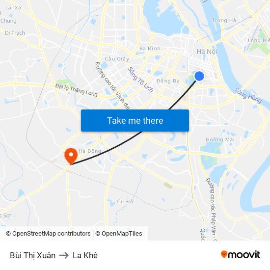 Bùi Thị Xuân to La Khê map