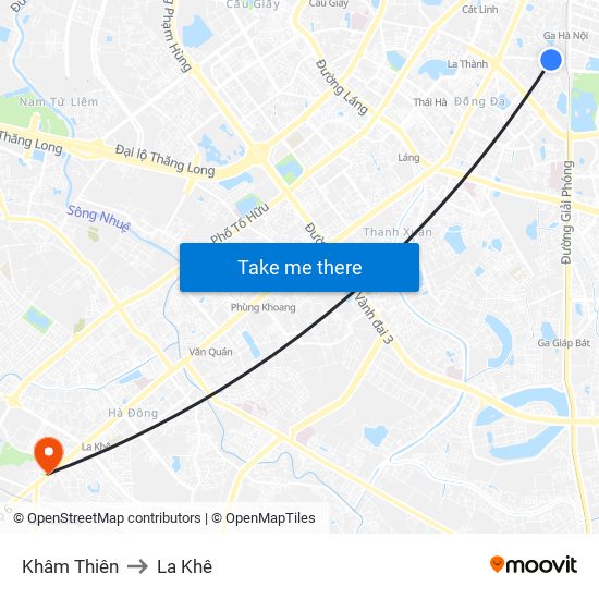 Khâm Thiên to La Khê map