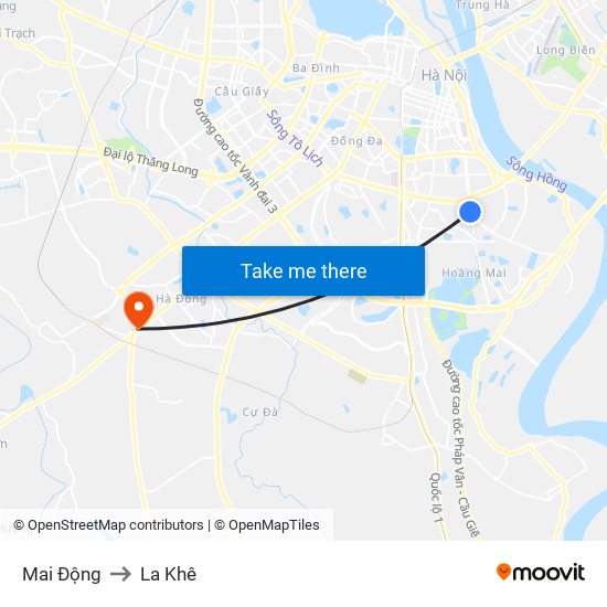 Mai Động to La Khê map