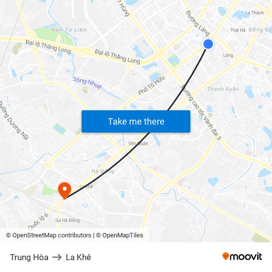 Trung Hòa to La Khê map