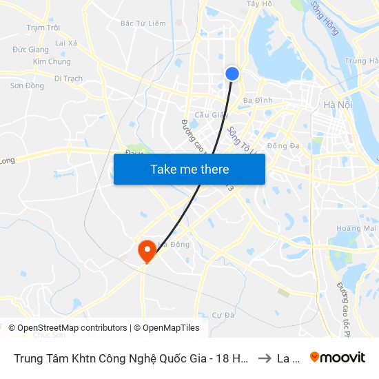 Trung Tâm Khtn Công Nghệ Quốc Gia - 18 Hoàng Quốc Việt to La Khê map