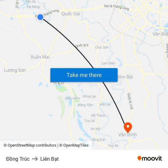 Đồng Trúc to Liên Bạt map