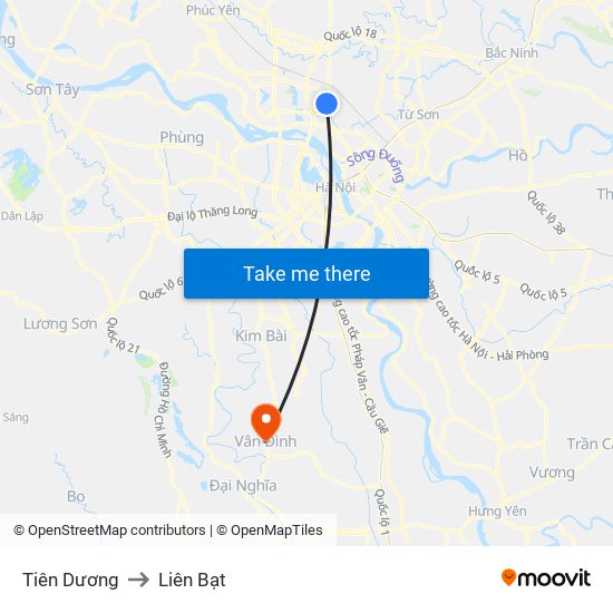 Tiên Dương to Liên Bạt map