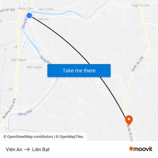 Viên An to Liên Bạt map