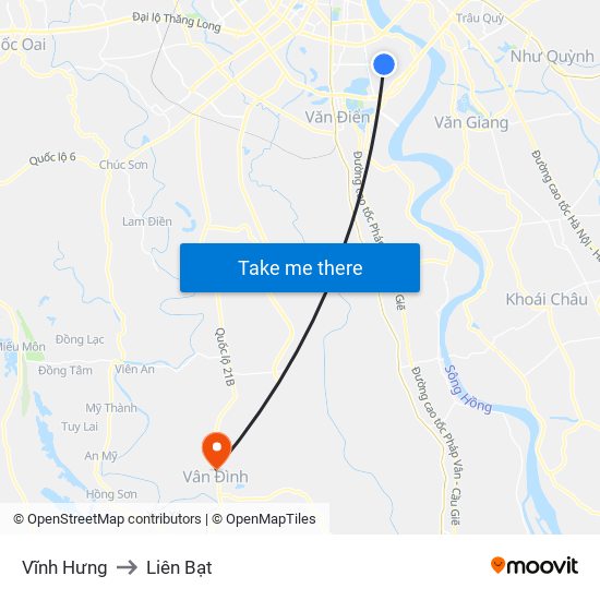 Vĩnh Hưng to Liên Bạt map