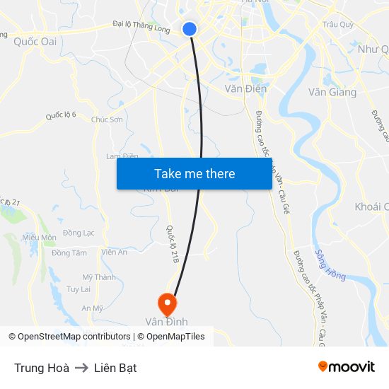 Trung Hoà to Liên Bạt map