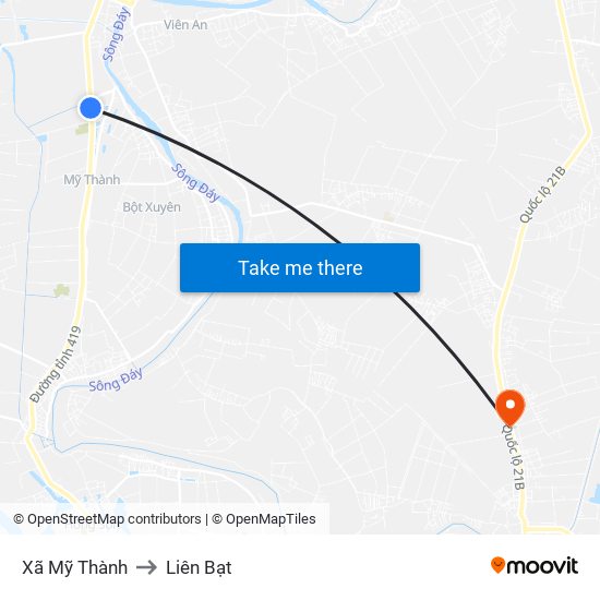 Xã Mỹ Thành to Liên Bạt map