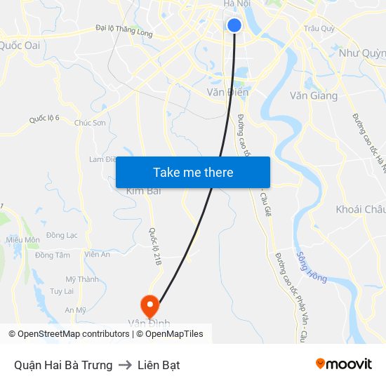 Quận Hai Bà Trưng to Liên Bạt map