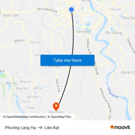 Phường Láng Hạ to Liên Bạt map