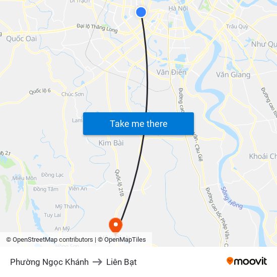 Phường Ngọc Khánh to Liên Bạt map