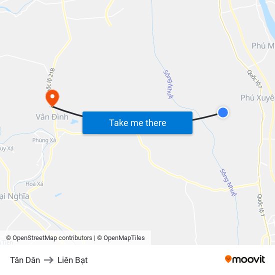 Tân Dân to Liên Bạt map