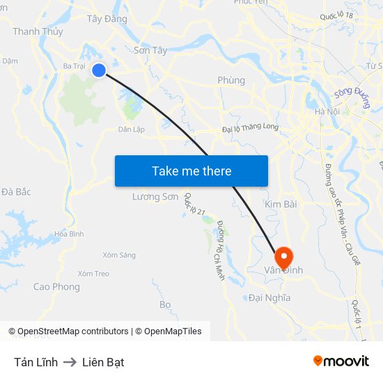 Tản Lĩnh to Liên Bạt map