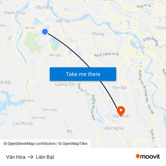 Vân Hòa to Liên Bạt map