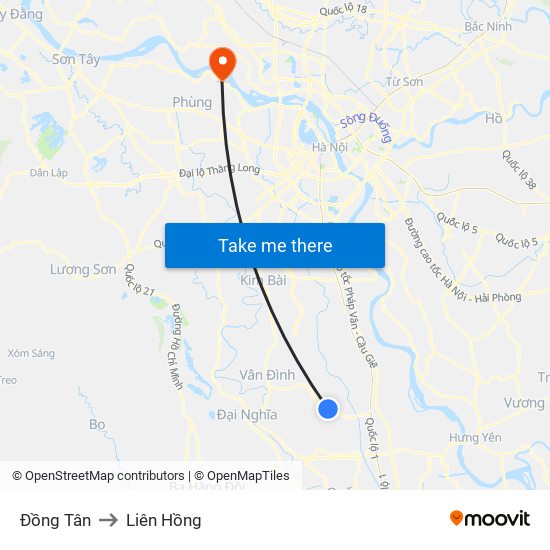 Đồng Tân to Liên Hồng map