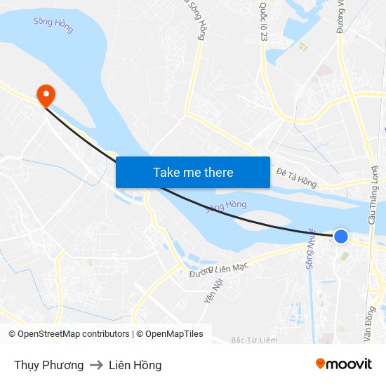 Thụy Phương to Liên Hồng map