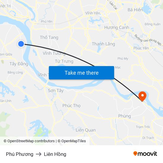 Phú Phương to Liên Hồng map