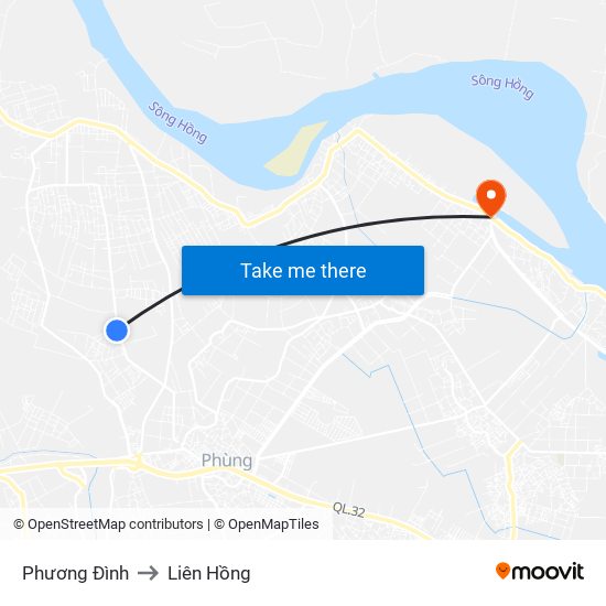 Phương Đình to Liên Hồng map