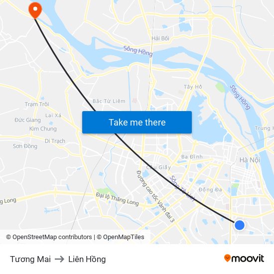 Tương Mai to Liên Hồng map