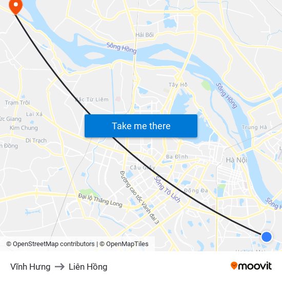 Vĩnh Hưng to Liên Hồng map