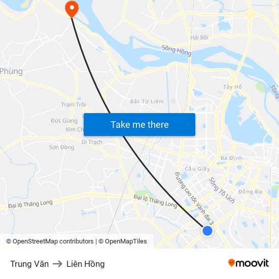 Trung Văn to Liên Hồng map