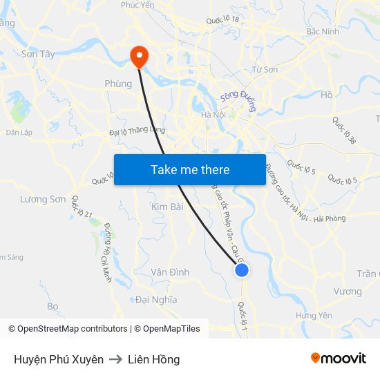 Huyện Phú Xuyên to Liên Hồng map