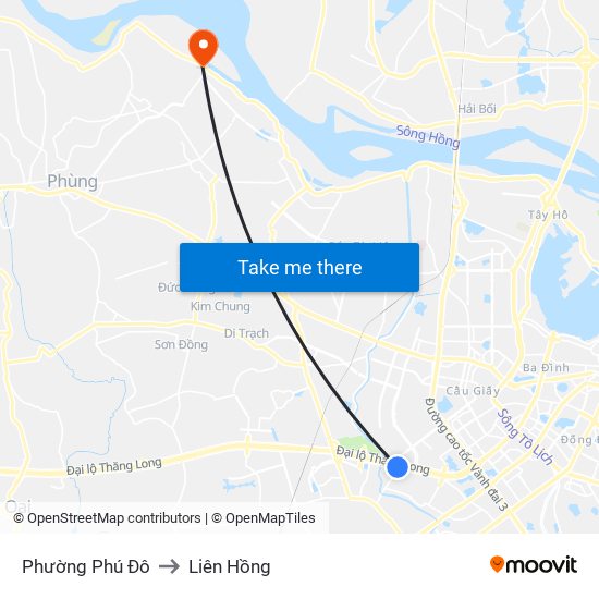 Phường Phú Đô to Liên Hồng map