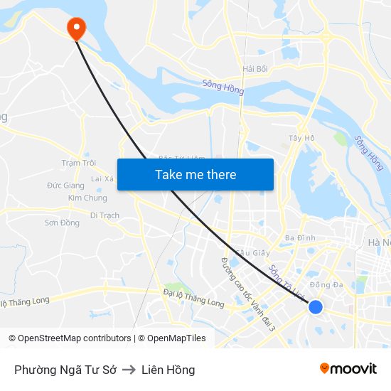 Phường Ngã Tư Sở to Liên Hồng map