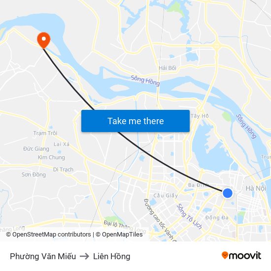 Phường Văn Miếu to Liên Hồng map