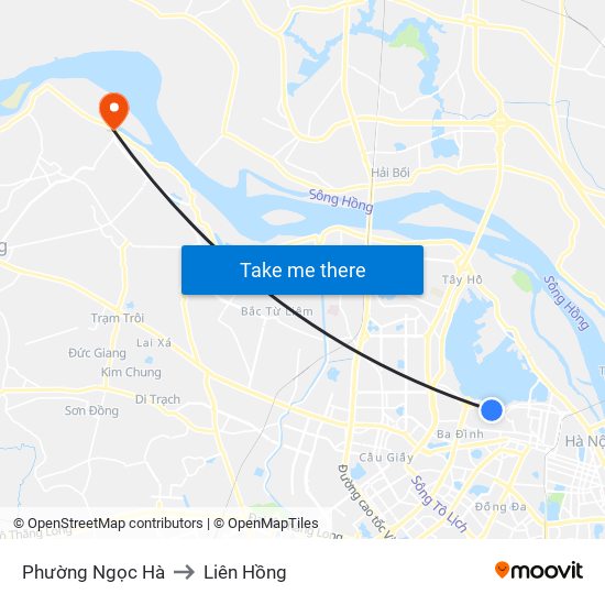 Phường Ngọc Hà to Liên Hồng map