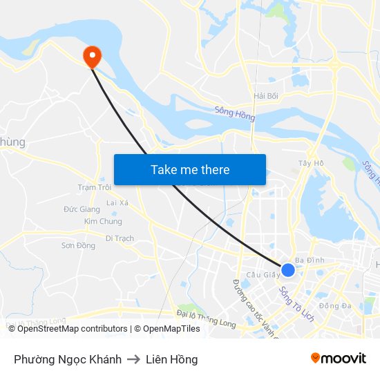 Phường Ngọc Khánh to Liên Hồng map