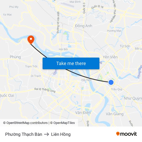 Phường Thạch Bàn to Liên Hồng map