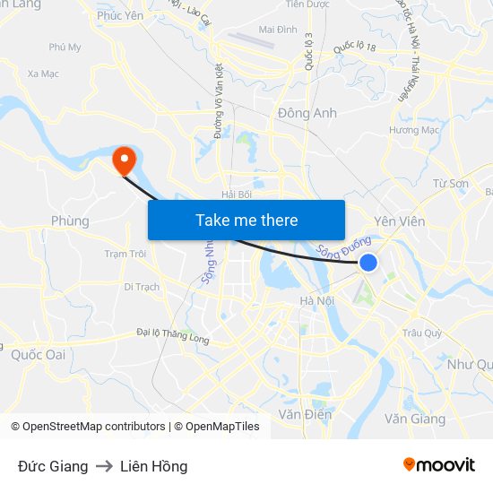 Đức Giang to Liên Hồng map