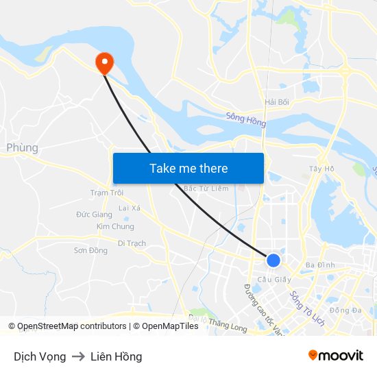Dịch Vọng to Liên Hồng map