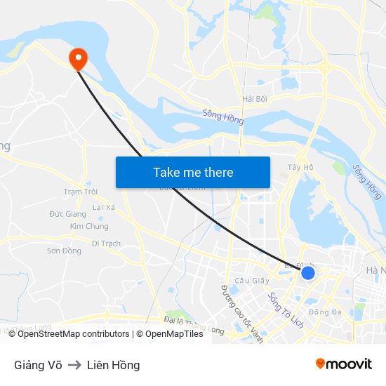 Giảng Võ to Liên Hồng map