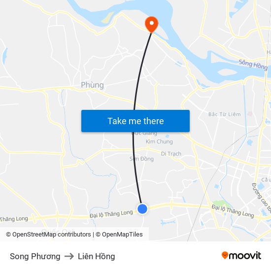 Song Phương to Liên Hồng map