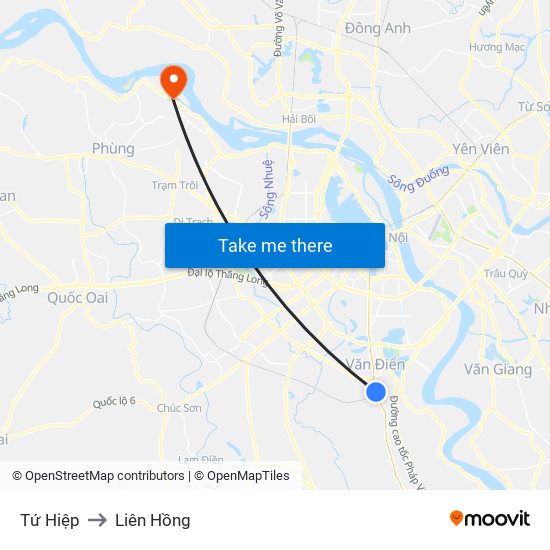 Tứ Hiệp to Liên Hồng map