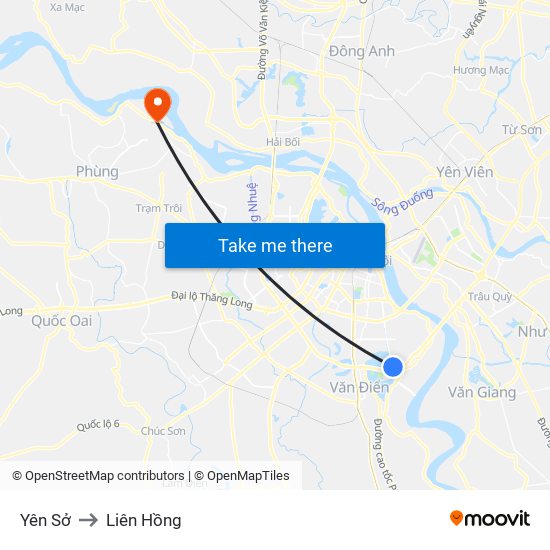 Yên Sở to Liên Hồng map