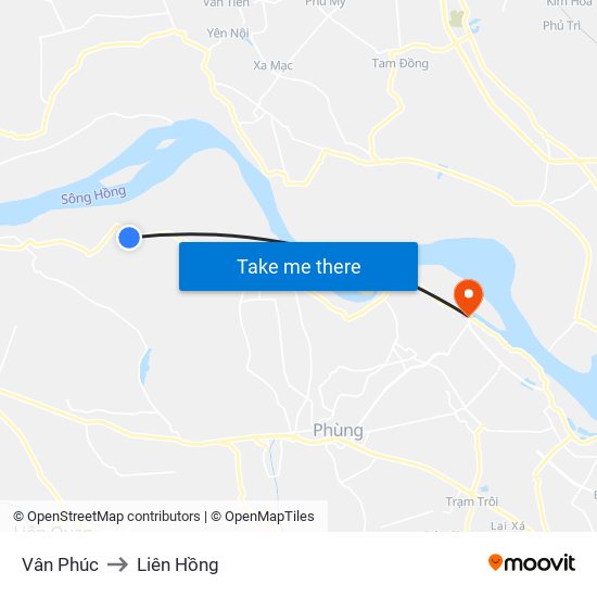 Vân Phúc to Liên Hồng map