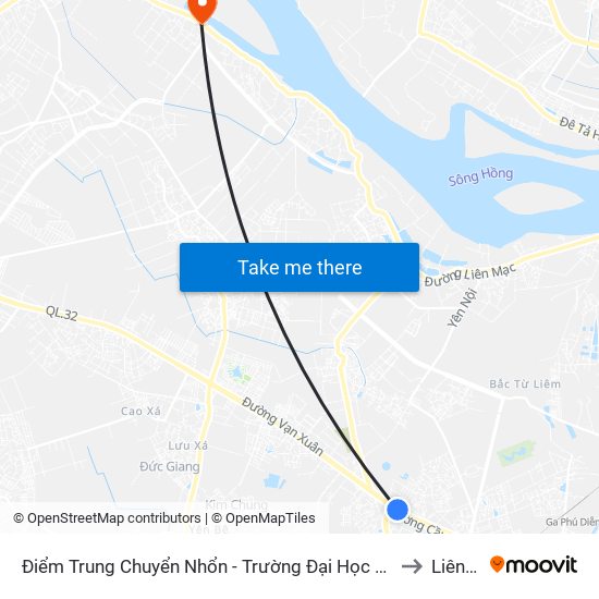 Điểm Trung Chuyển Nhổn - Trường Đại Học Công Nghiệp Hà Nội - Đường 32 to Liên Hồng map