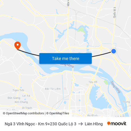 Ngã 3 Vĩnh Ngọc - Km 9+230 Quốc Lộ 3 to Liên Hồng map