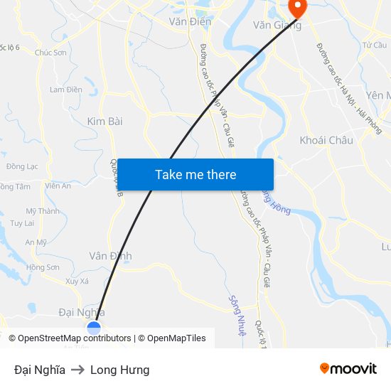 Đại Nghĩa to Long Hưng map