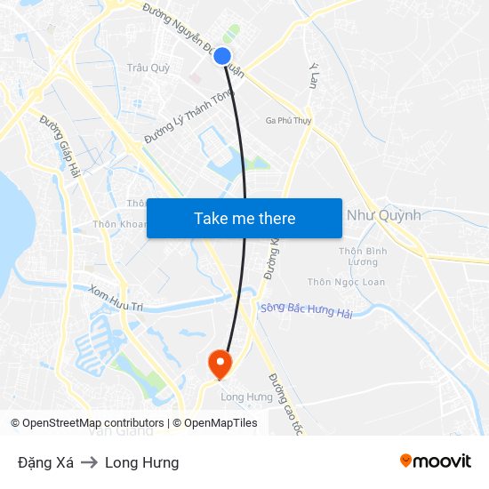 Đặng Xá to Long Hưng map