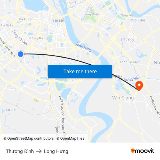 Thượng Đình to Long Hưng map